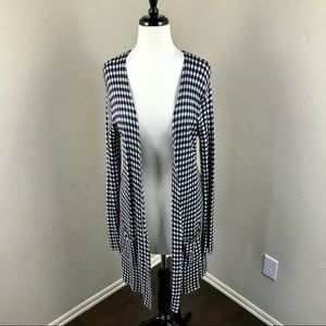 Joseph A. Black and White Gingham Check Cardigan Size Small